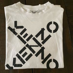 Kenzo Men’s “Big X” oversized white tee in size Medium.